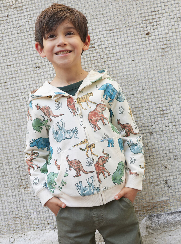 Gilet crème à imprimé animaux garçon