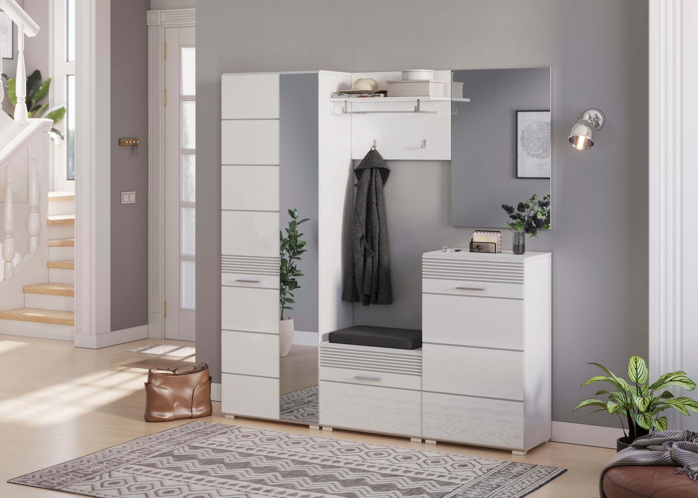 INOSIGN Garderobenpaneel »Malmö, Breite 60 cm, 2 Haken, 1 Kleiderstange, 1 Ablageboden« Wandpaneel, Paneel, Wandhaken, Wandboard