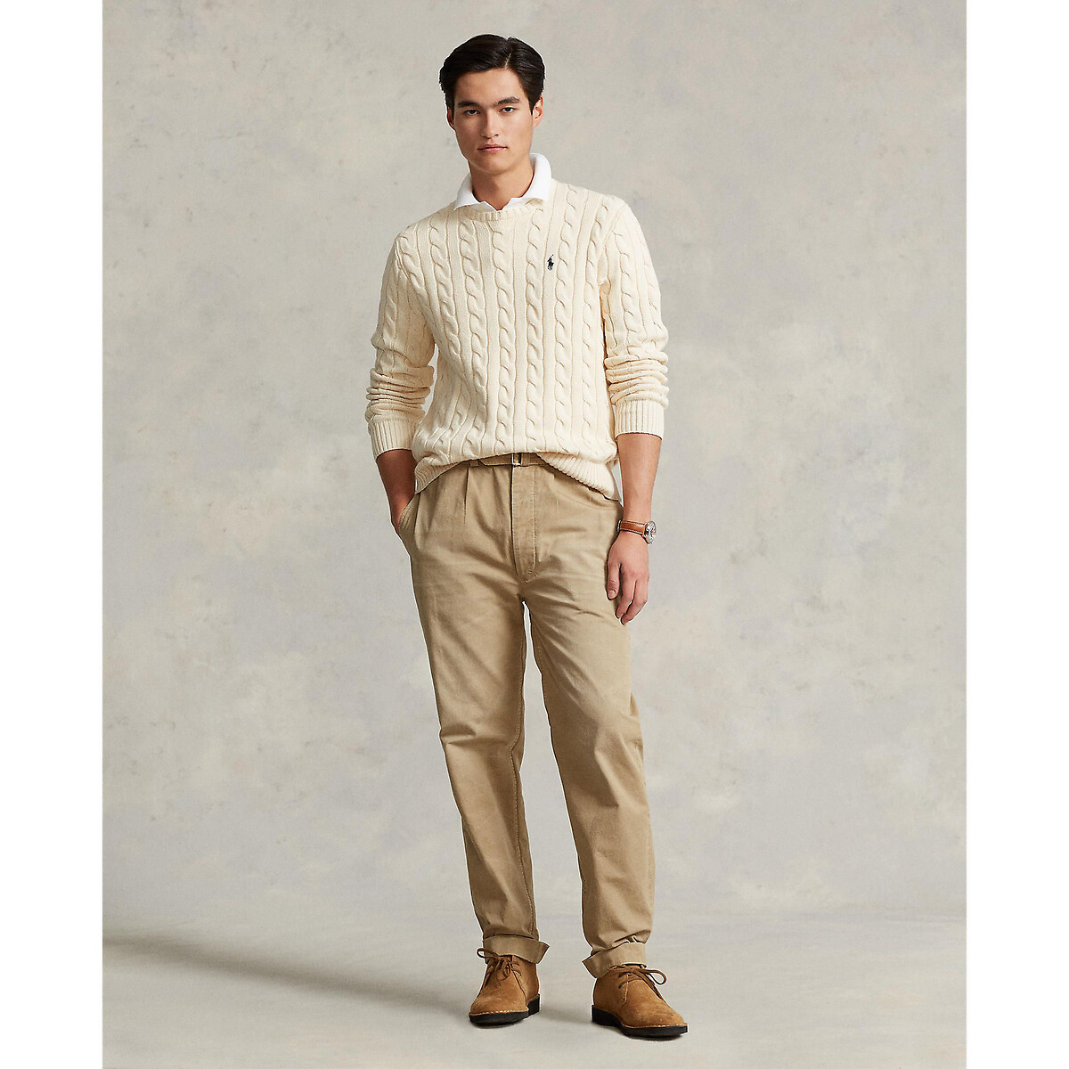 POLO RALPH LAUREN<br>Suéter de algodão trançado
