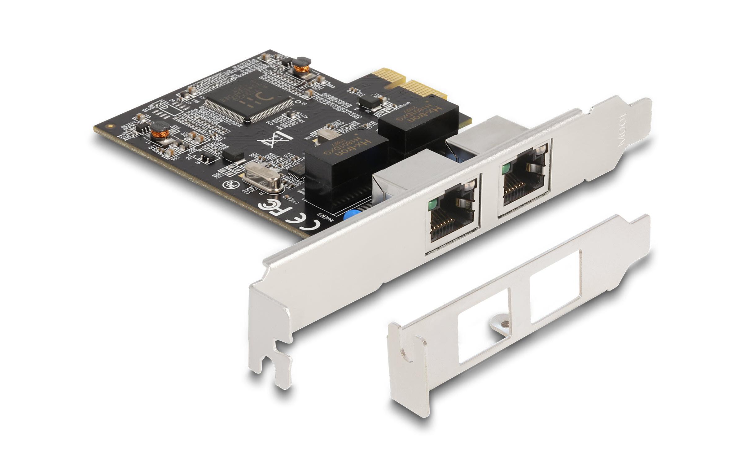 Netzwerkkarte 2xRJ45 Gigabit PCI-Express x1Delock PCI Express x1 Karte auf 2 x RJ45 Gigabit LAN RTL8111