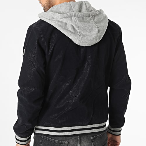 Veste Suédine Zippée Capuche Nour Bleu Marine