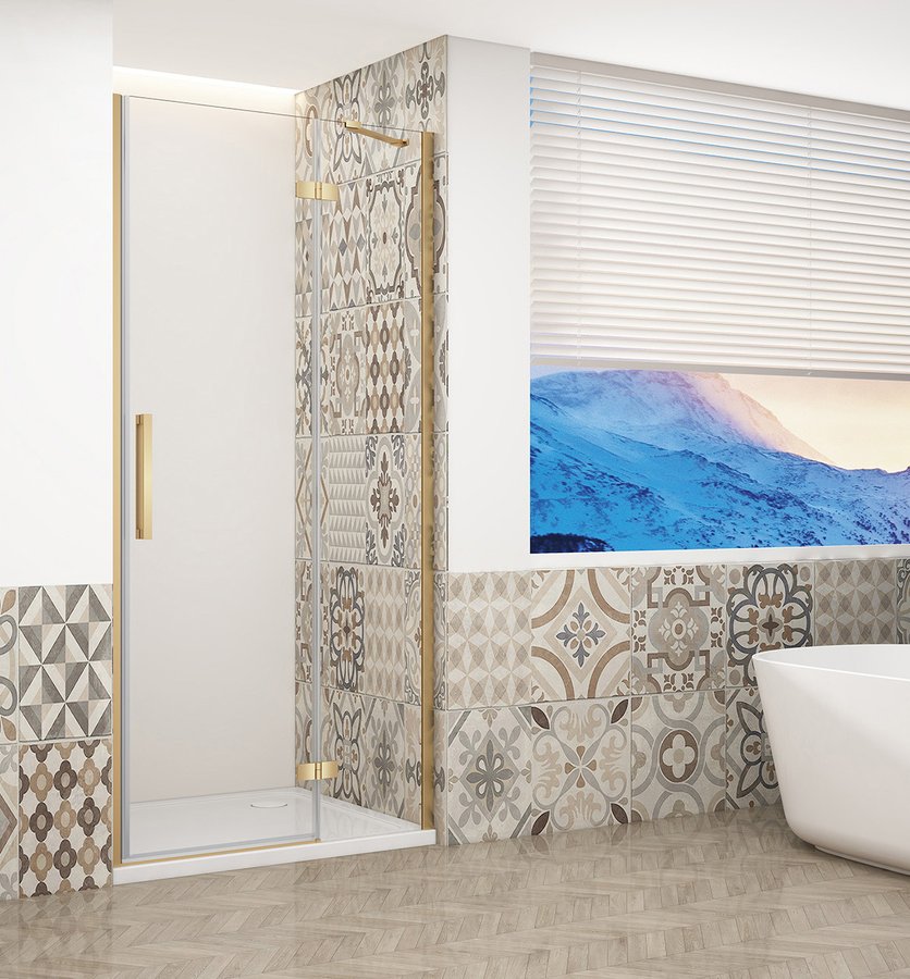 Gelco Trinity douchedeur 100cm rechts met helder glas goud