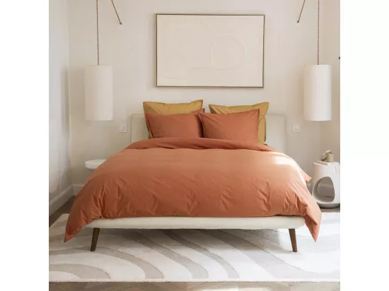 Como - Drap housse terracotta en percale de coton - 180x200cm