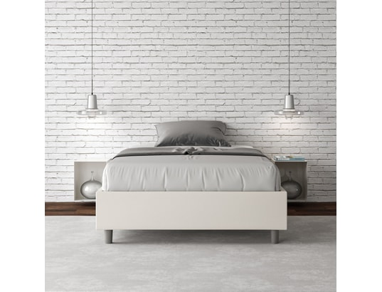 ITYHOME - Lit coffre azelia 140x200 similicuir blanc