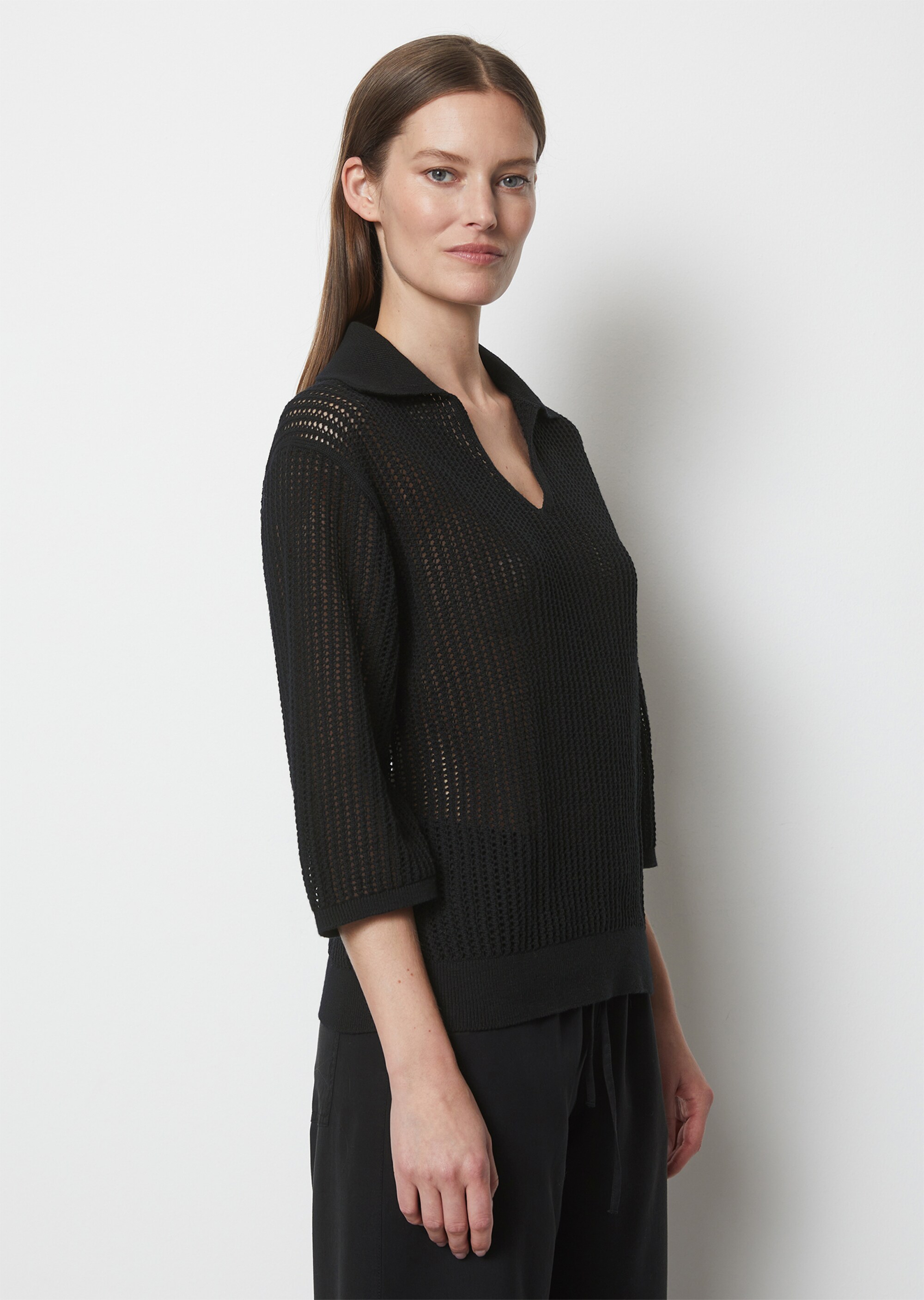 Strick-Poloshirt looseaus Organic Cotton-Leinen-Mix