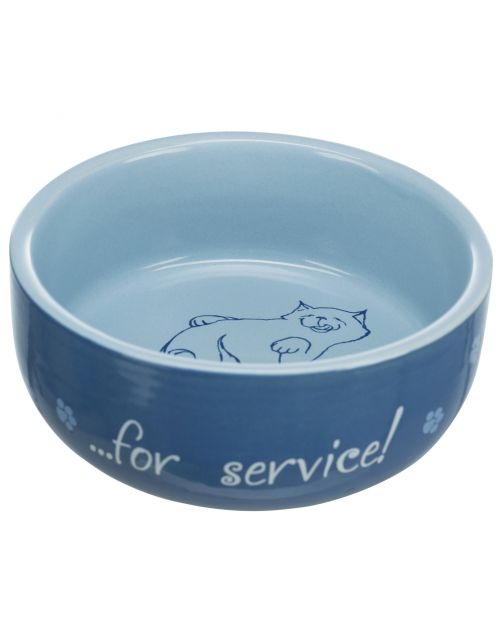 Trixie Voer\/Waterbak 'Thanks For Service' Keramiek - Kattenvoerbak - Ø11 cm Assorti