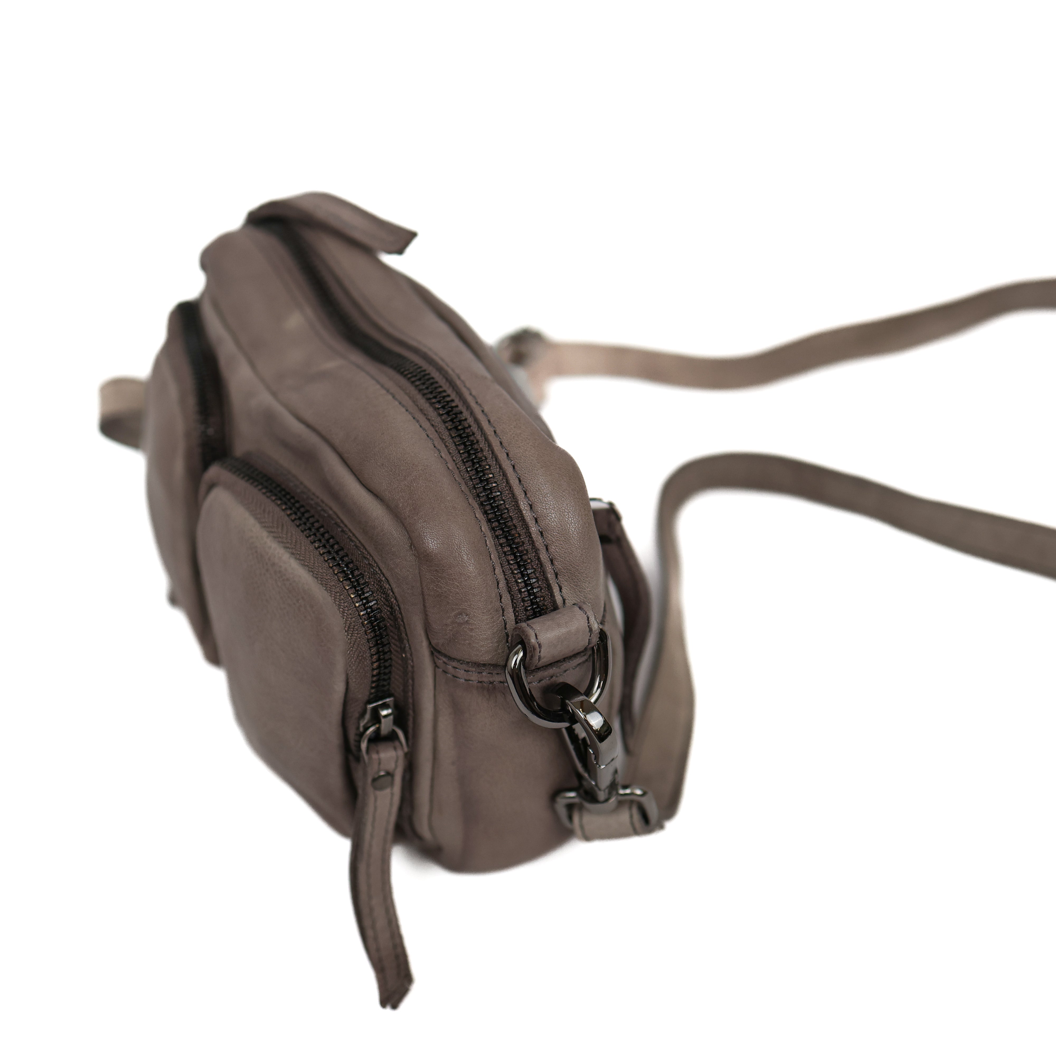 Klein schoudertasje met voorvakjes 'Amber' grijs Grey