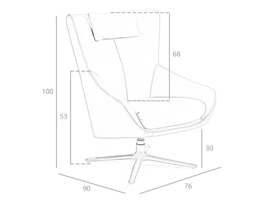 Fauteuil pivotant en cuir gris 5090 ANGEL CERDA