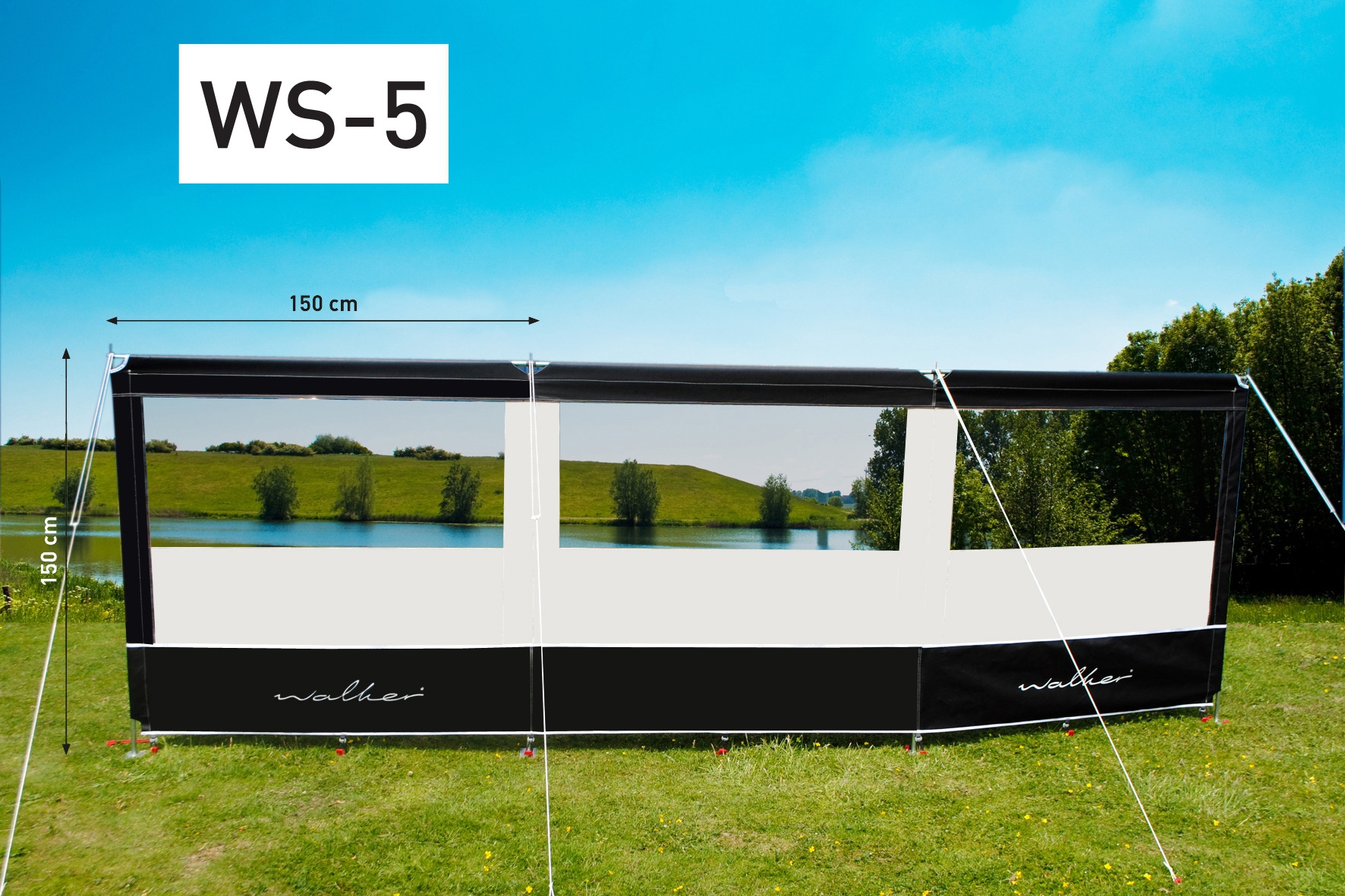 Walker Dreiteiliger Windschutz mit Alu Stangen WS-5