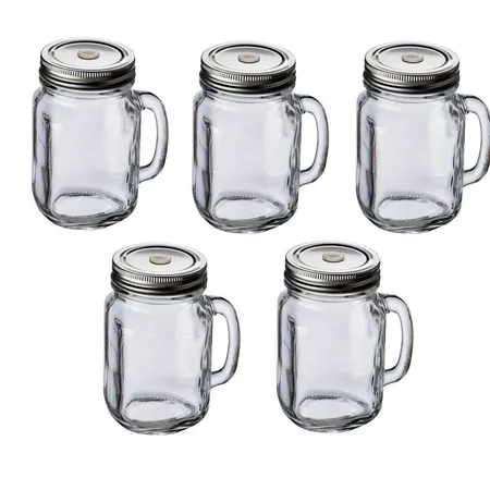 Macma Glaskrug mit Metalldeckel 450 ml, 5 Stück