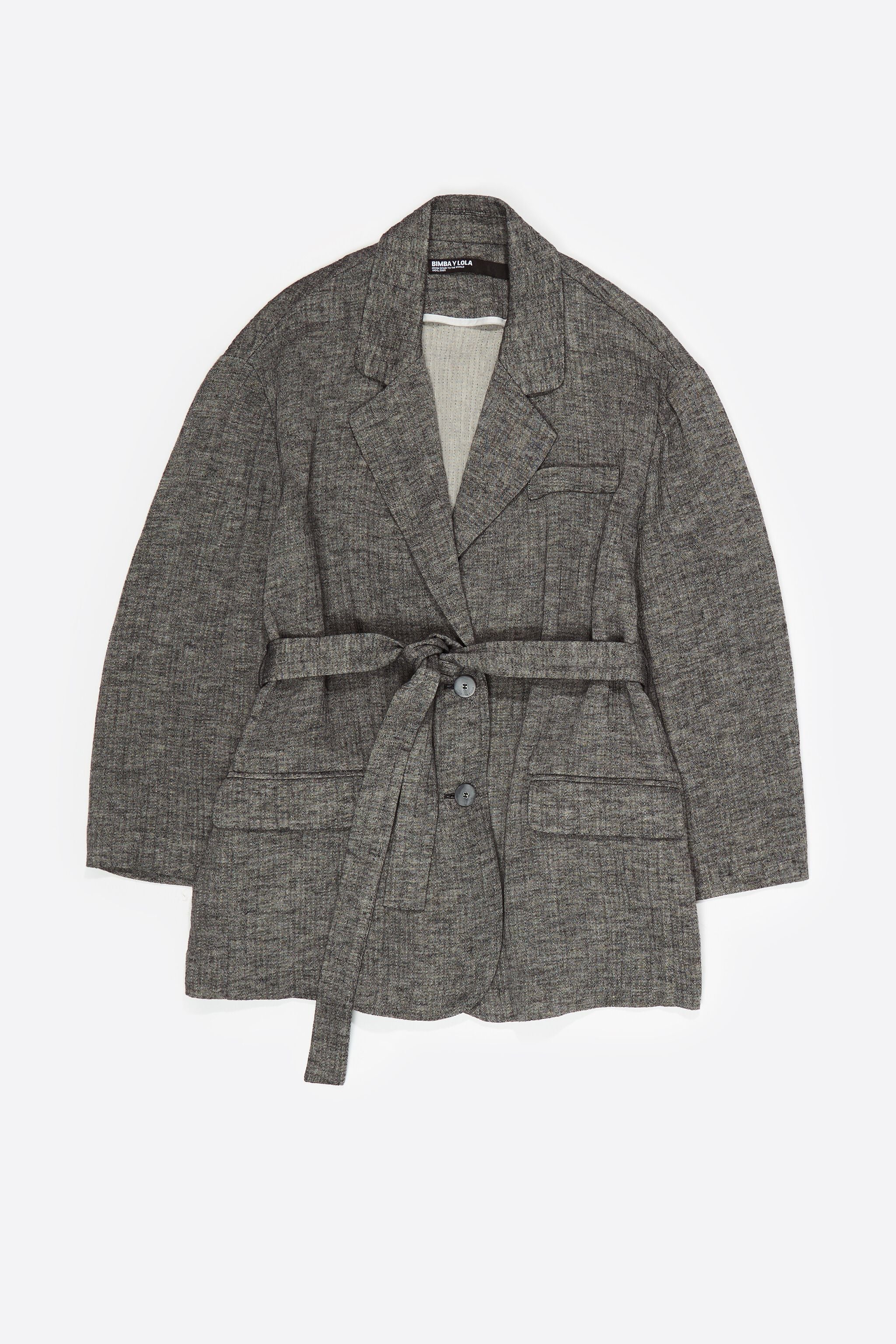 Blazer cinza de algodão e linho sob medida