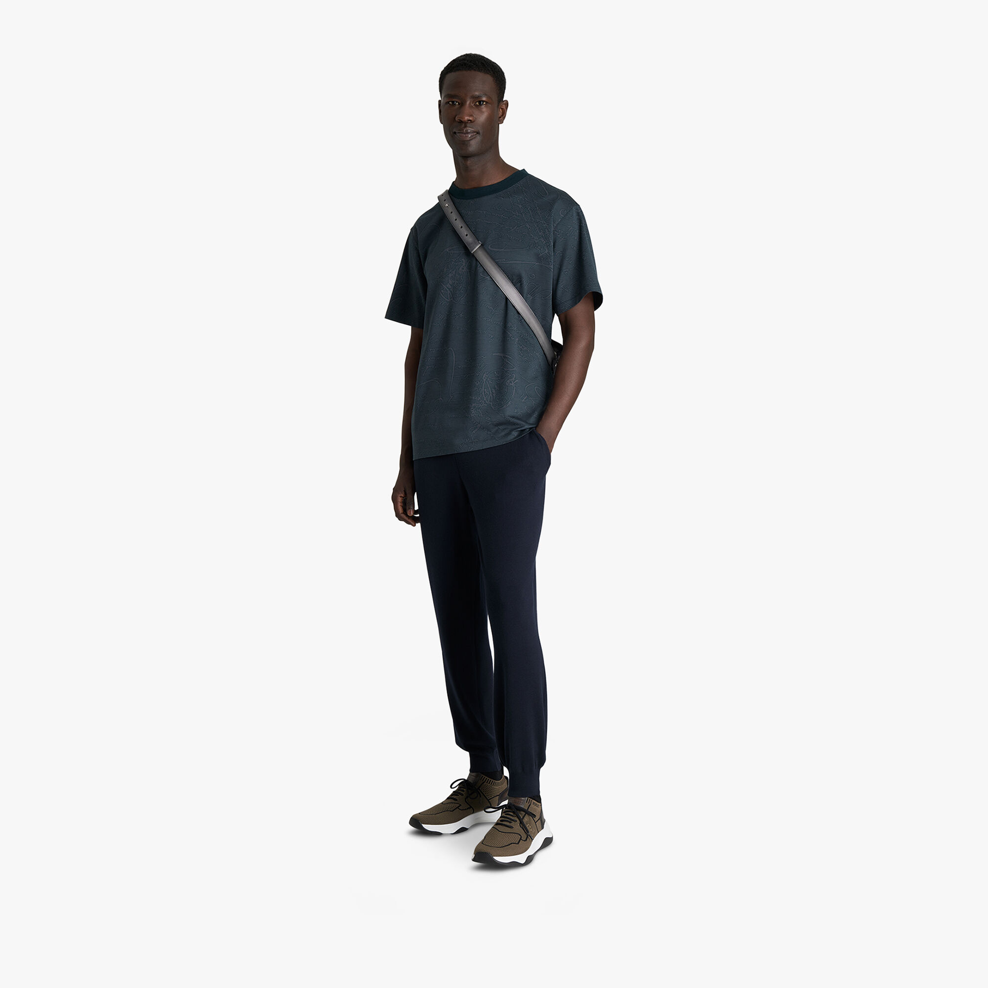 T-Shirt En Jacquard Scritto All-Over