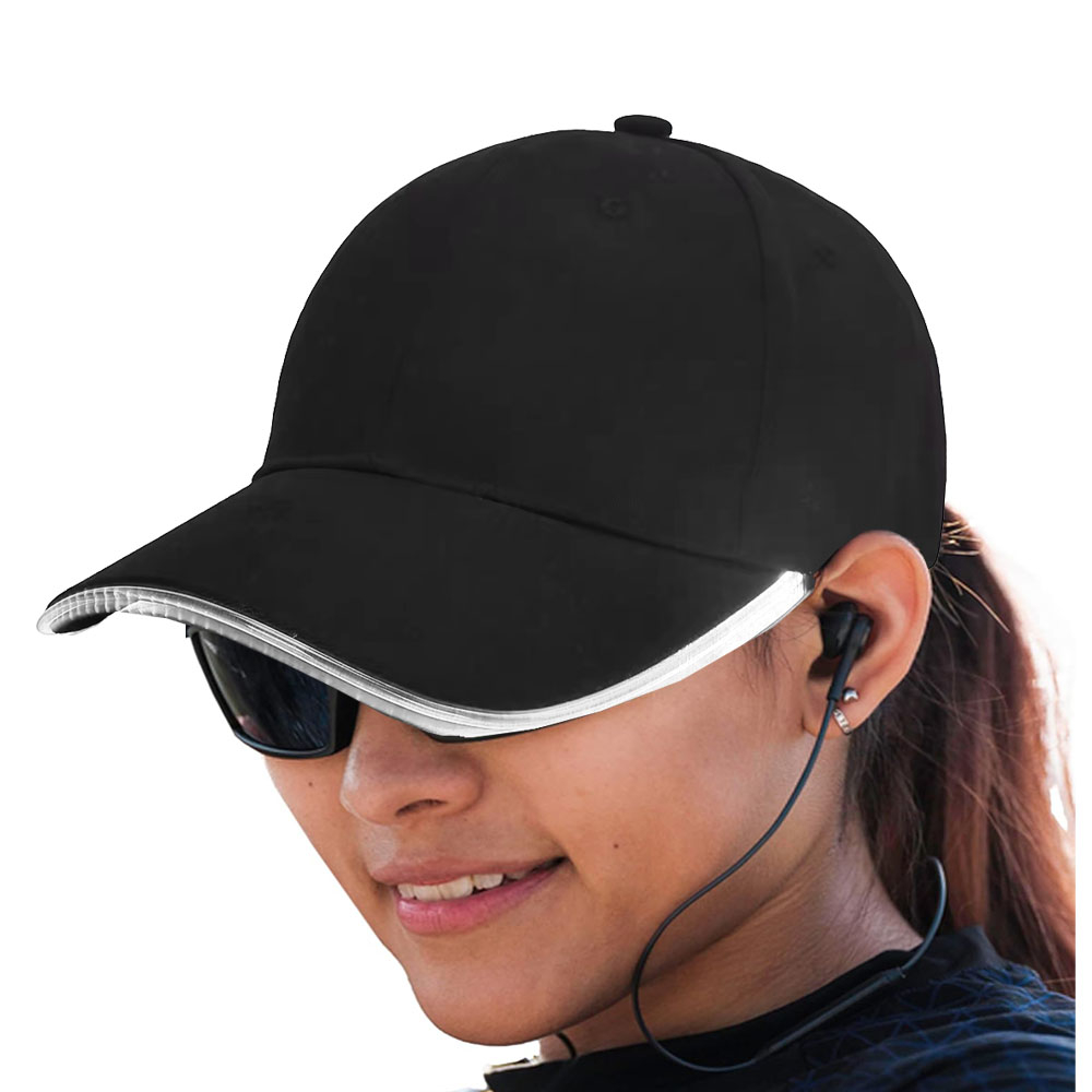 LED Party Cap Kostüm Accessoire Leucht Mütze mit 3 Beleuchtungsmodi (inkl. CR2016 Batterien) - Kaltweiss / Schwarz