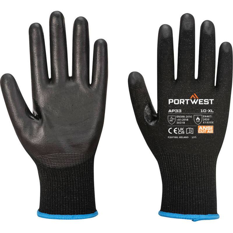 Portwest Gant LR15 pour écran tactile PU, noir - Lot de 12 paires