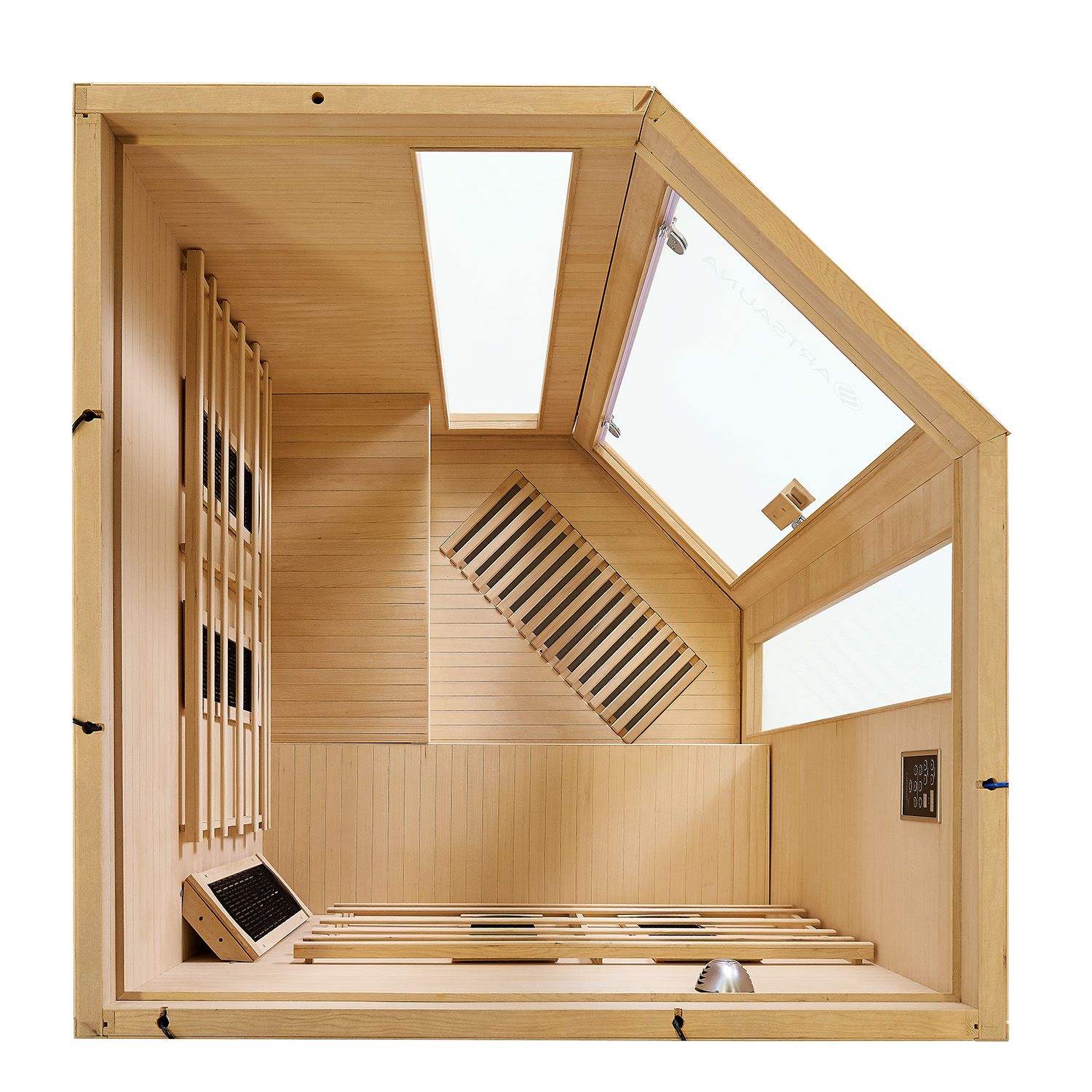 Artsauna Eck Infrarotkabine Nyborg E150V Vollspektrum mit Ambiente Beleuchtung – 4 Personen