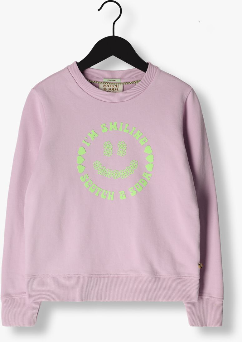 SCOTCH & SODA paarse scotch & soda trui relaxed-fit artwork sweatshirt