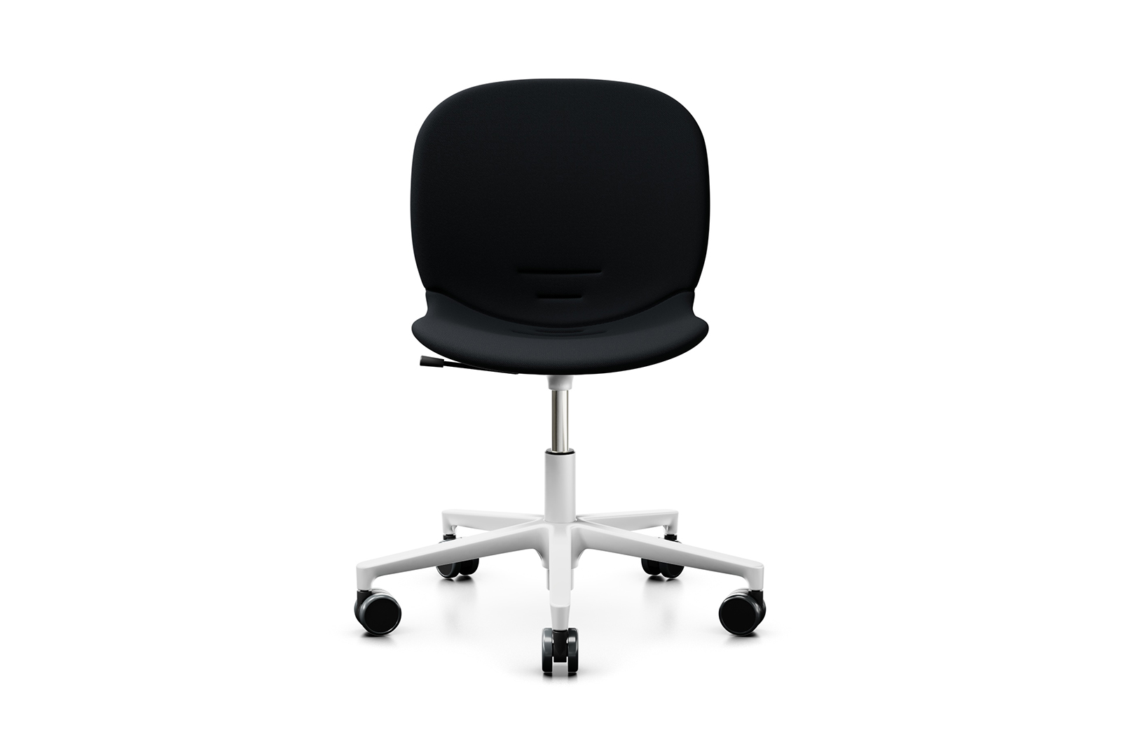 Noor 6070F kontorstol Fullpolstert i ulltekstil Select Black og hvitt understell med hjul tilpasset harde underlag.