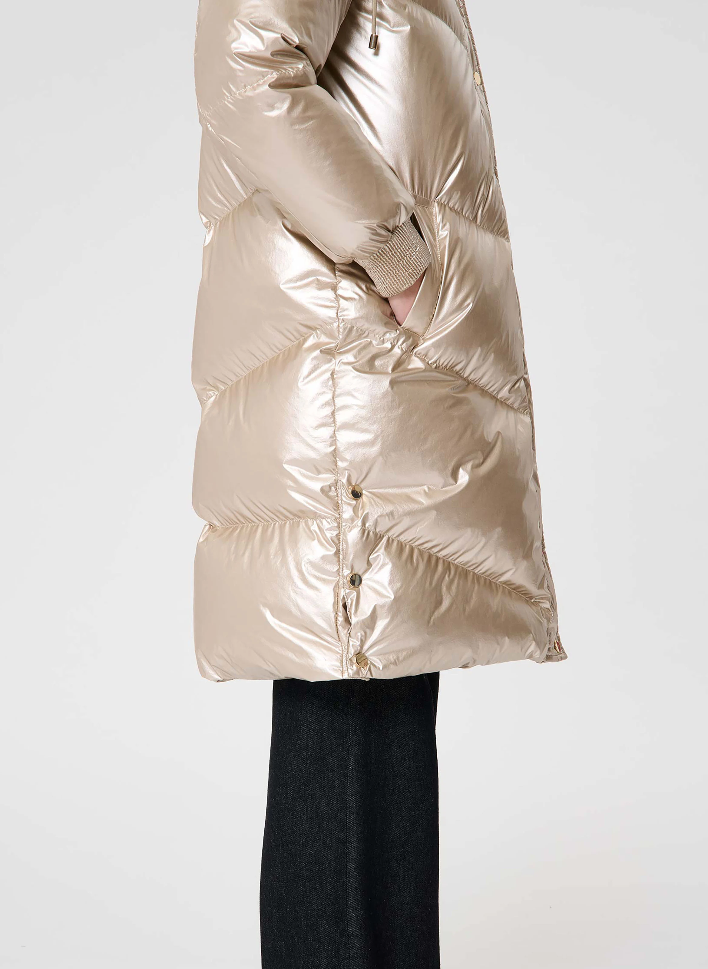 DARCY - Doudoune longue métallisée | Beige
