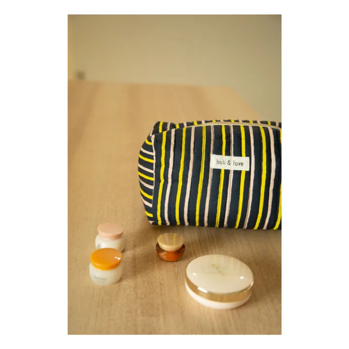 Holi & Love Trousse de Toilette Rayure Coton Bio | Noir