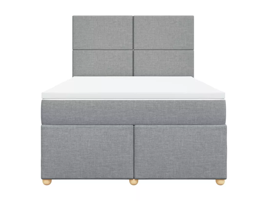 Sommier à lattes de lit avec matelas Gris clair 160x200cm Tissu