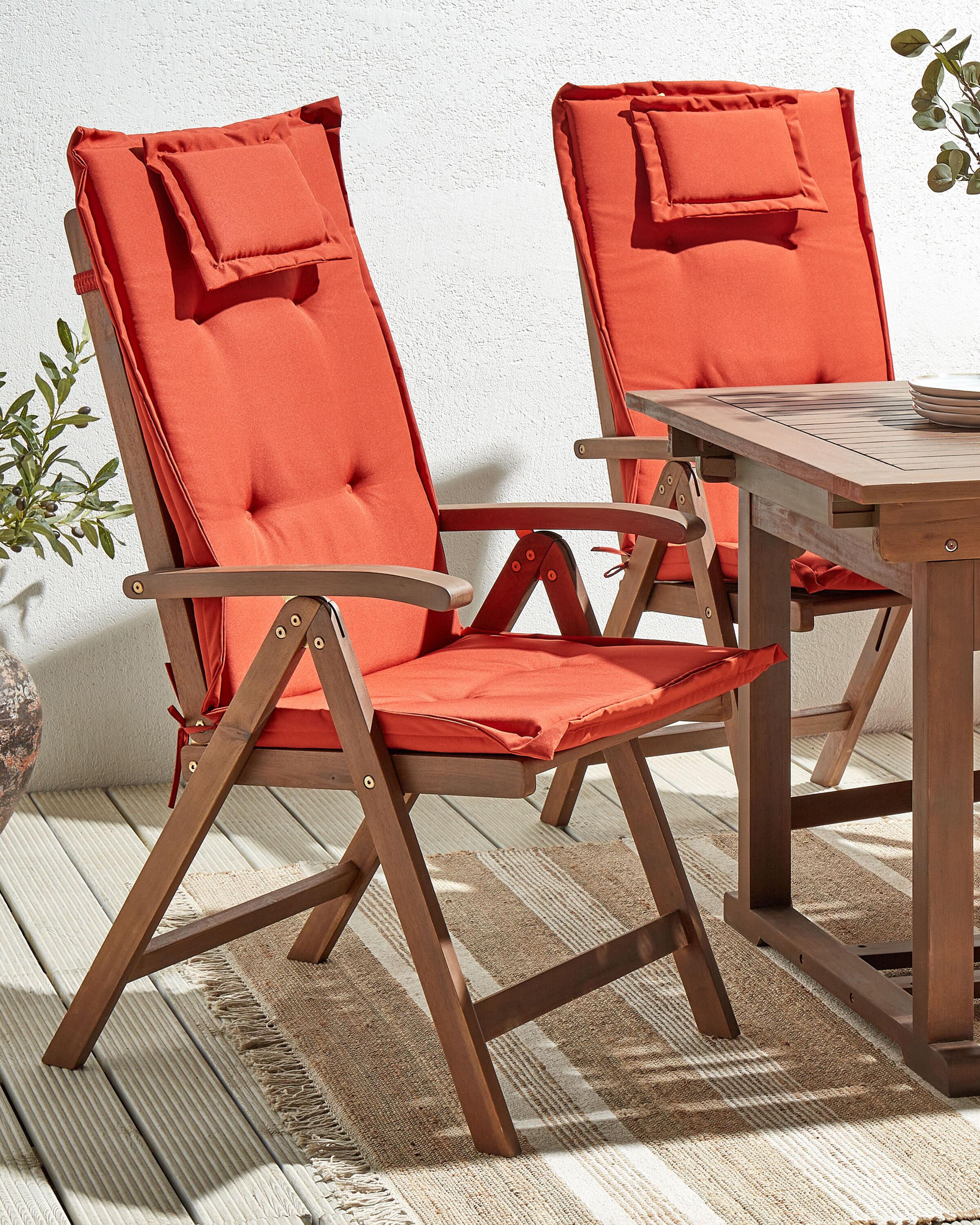 Set van 2 stoelen met zitkussen AMANTEA Acaciahout Rood