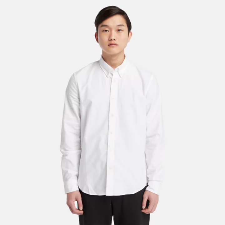Chemise oxford à manches longues pour homme en blanc