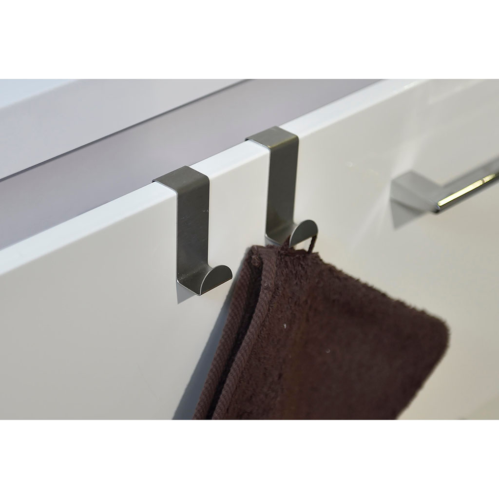Lot de 2 crochets de porte acier chromé
