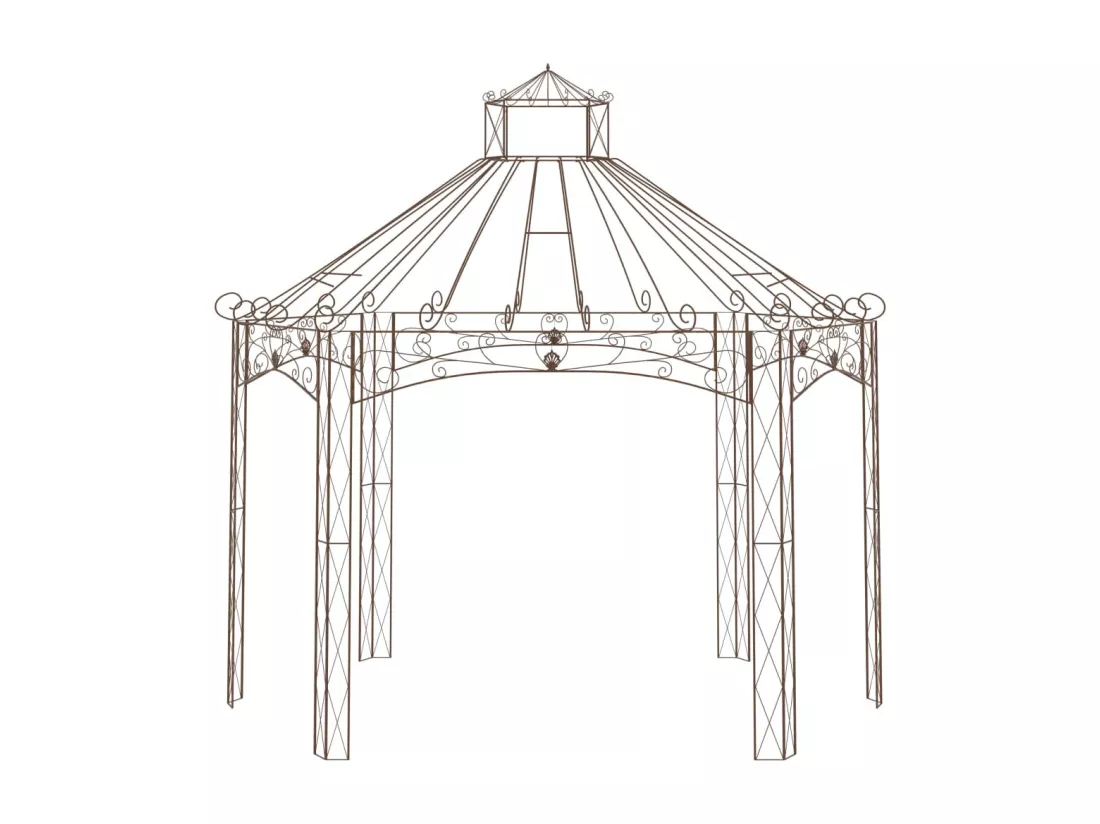 Pavillon de jardin Marron antique 400x258x378 cm Fer
