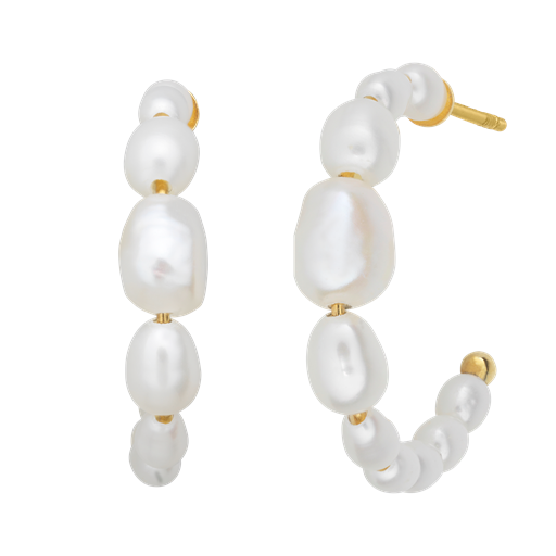 byBiehl Aura Pearl Hoops, Guld