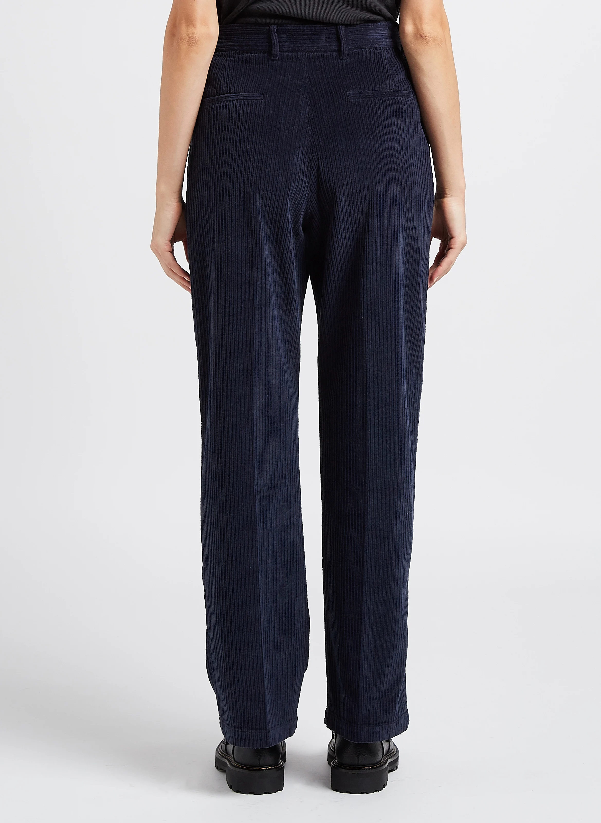 PUNAT - Pantalon droit en velours de coton côtelé| Bleu