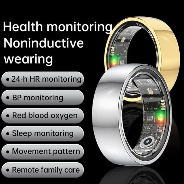 Smart Ring R1000 – Søvnmonitor, Bluetooth 5.0, Blood Oxygen Monitor Sølv 12