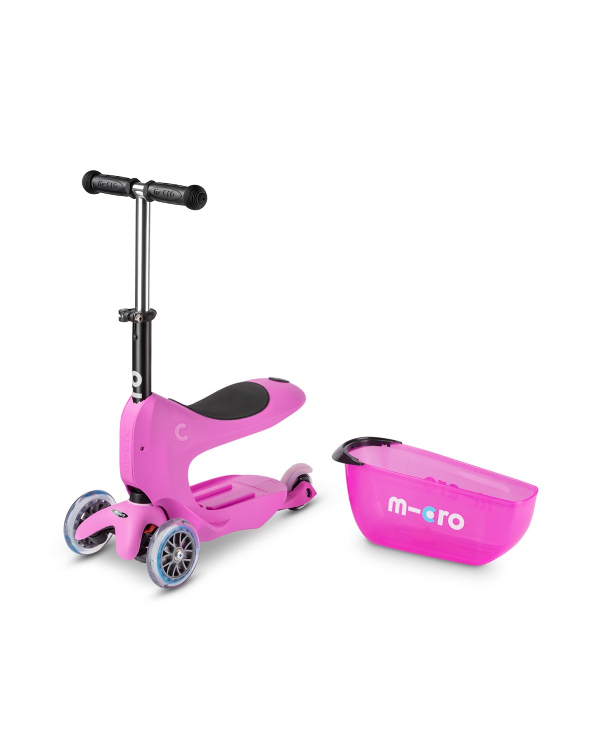 Sparkesykkel og Løpesykkel M/ Foreldrehåndtak – Micro Mini2go Deluxe Plus | 18m-5år