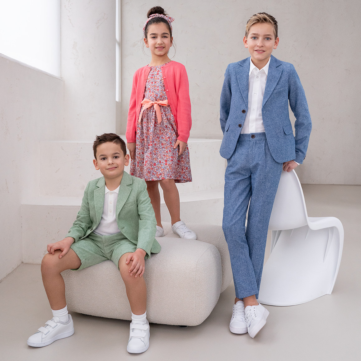 Topolino Festliches Mädchen Kleid und Haarreif pink / hellblau / apricot