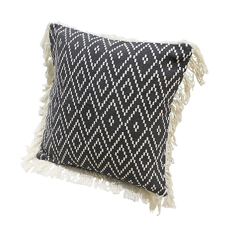 Coussin tissé Blooma Denia noir et blanc 45 x 45 cm