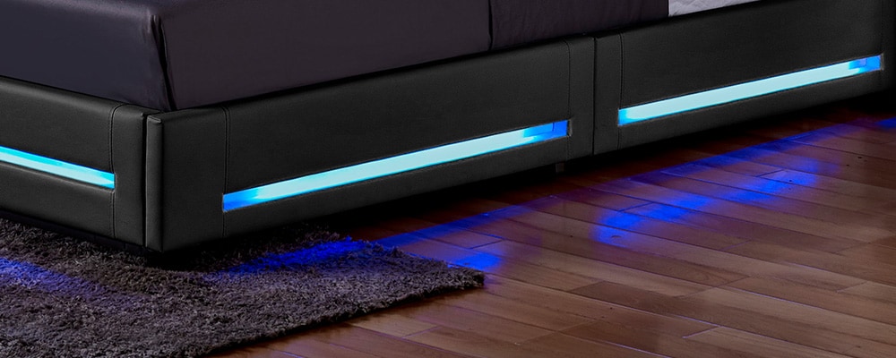 HOME DELUXE LED Bett ASTEROID 140 x 200 - versch. Ausführungen - Dunkelgrau
