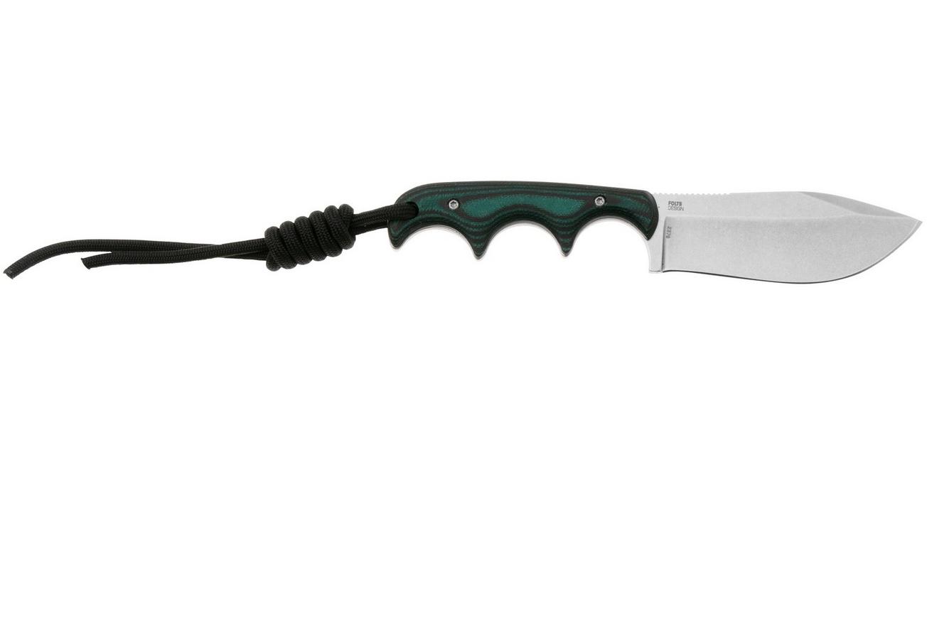 CRKT Minimalist Nessmuk 2376 Stonewashed D2, Green Black Micarta, nekmes, Alan Folts design