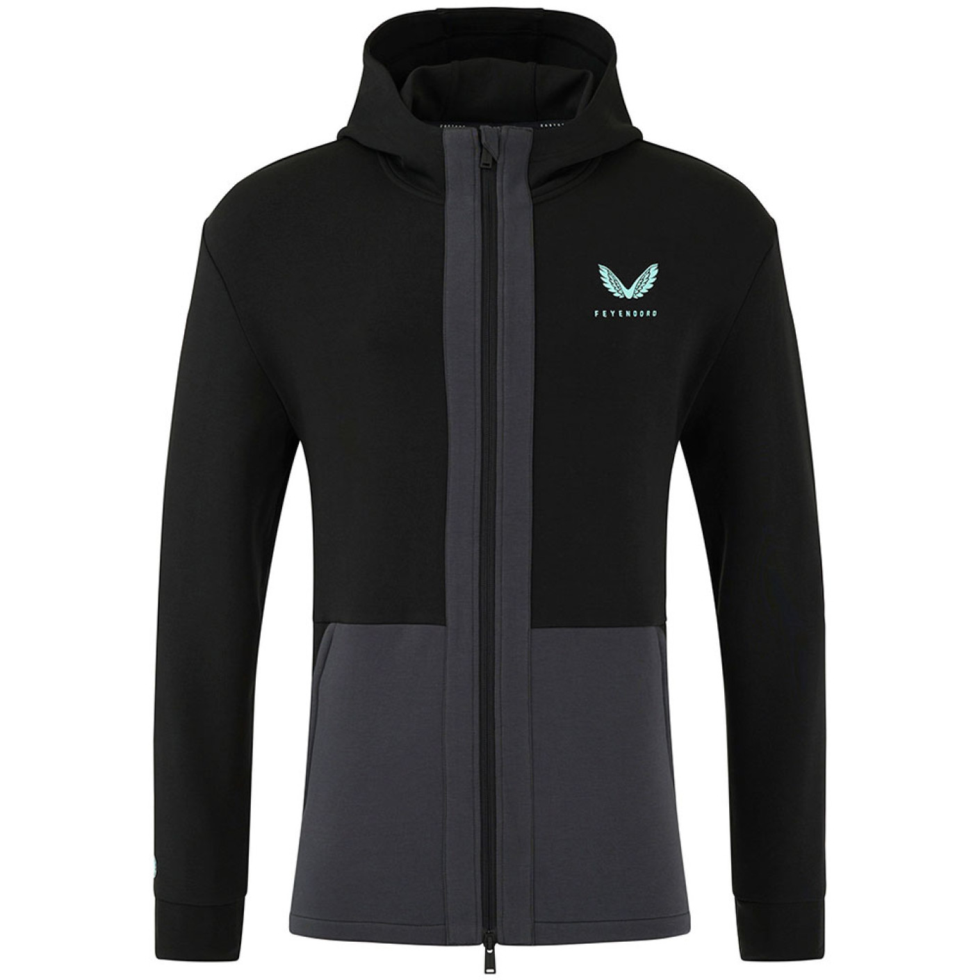Castore Feyenoord Travel Trainingspak Full-Zip 2024-2025 Zwart Donkergrijs Lichtblauw