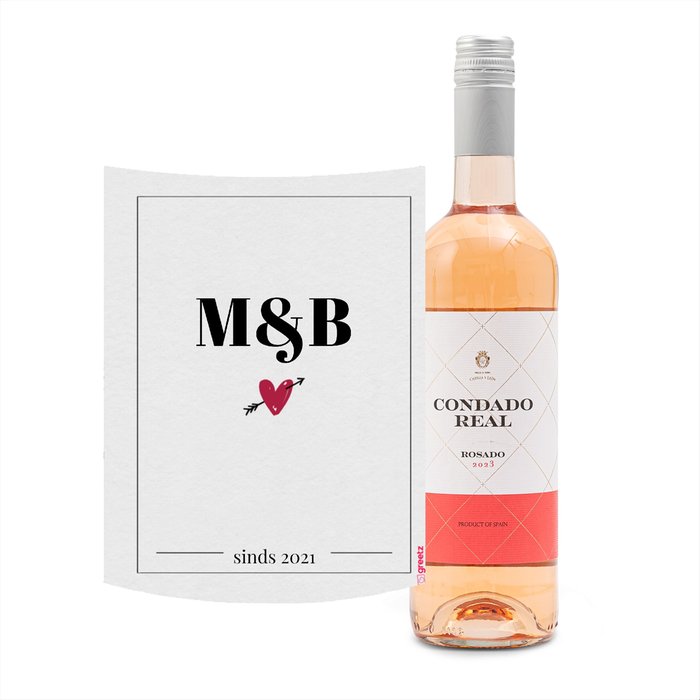 Condado Real | Tempranillo Rosado | Love met eigen tekst | 750 ml