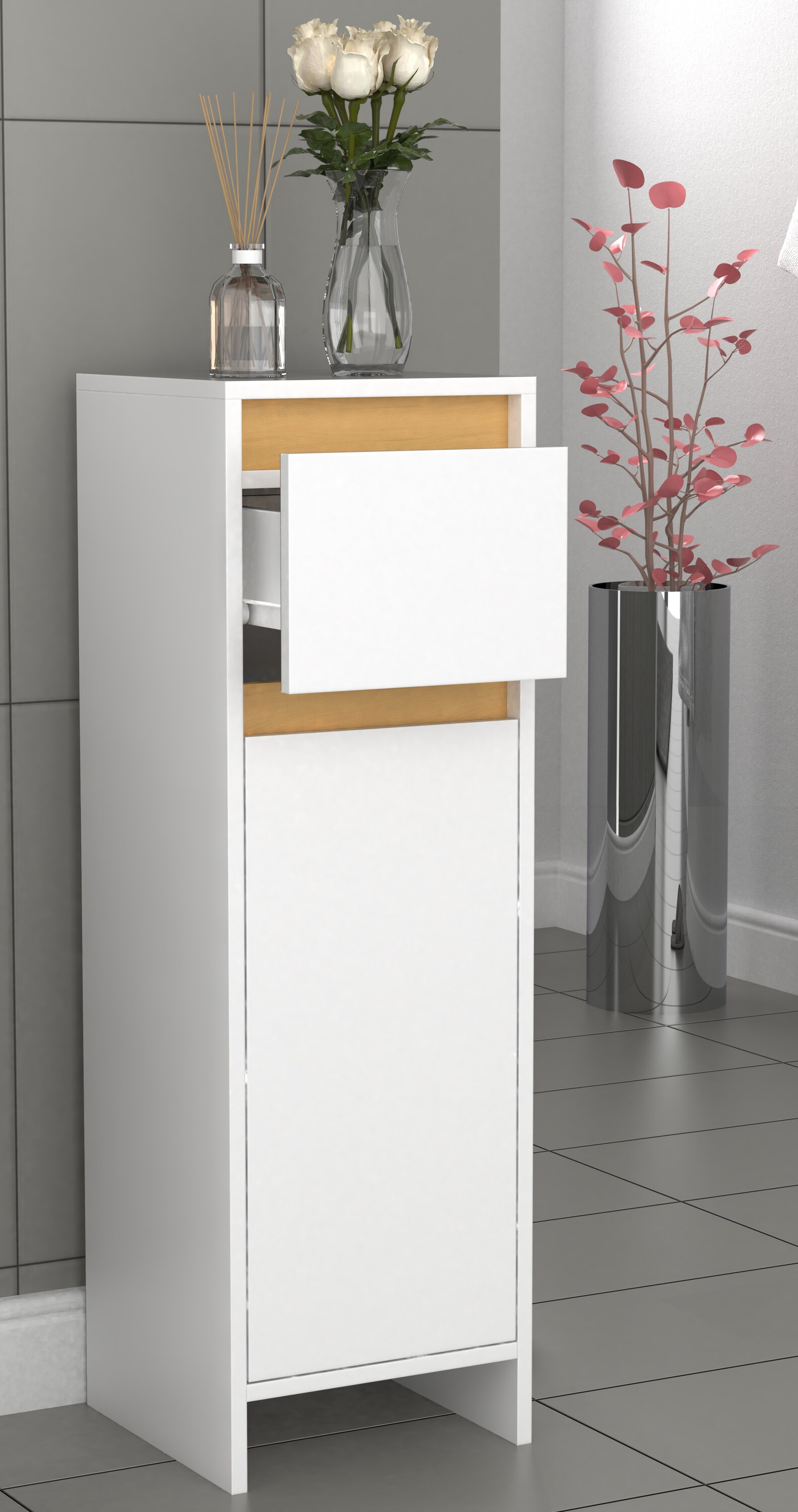 VCM Holz Badmöbel Midischrank Badregal Badschrank Badezimmer Möbel Regal Malira