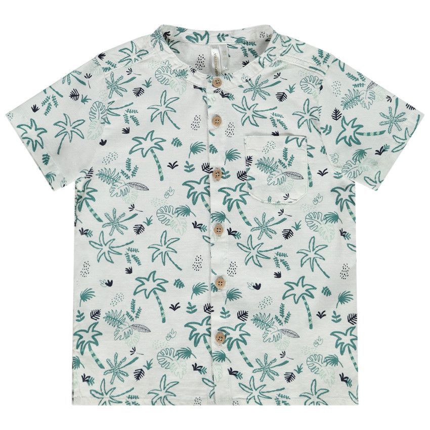 Chemise manches courtes imprimé palmiers pour bébé garçon - Blanc