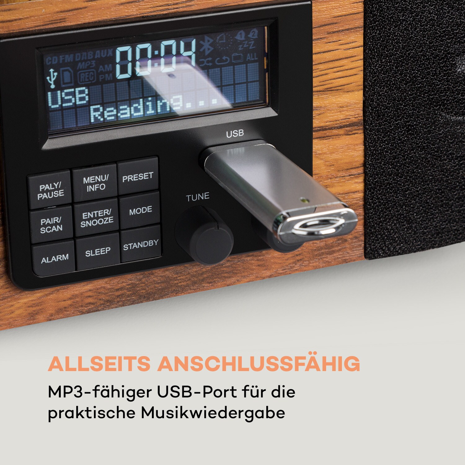 Verticalo SE DAB Retro-Plattenspieler DAB+ UKW-Tuner USB BT AUX holz