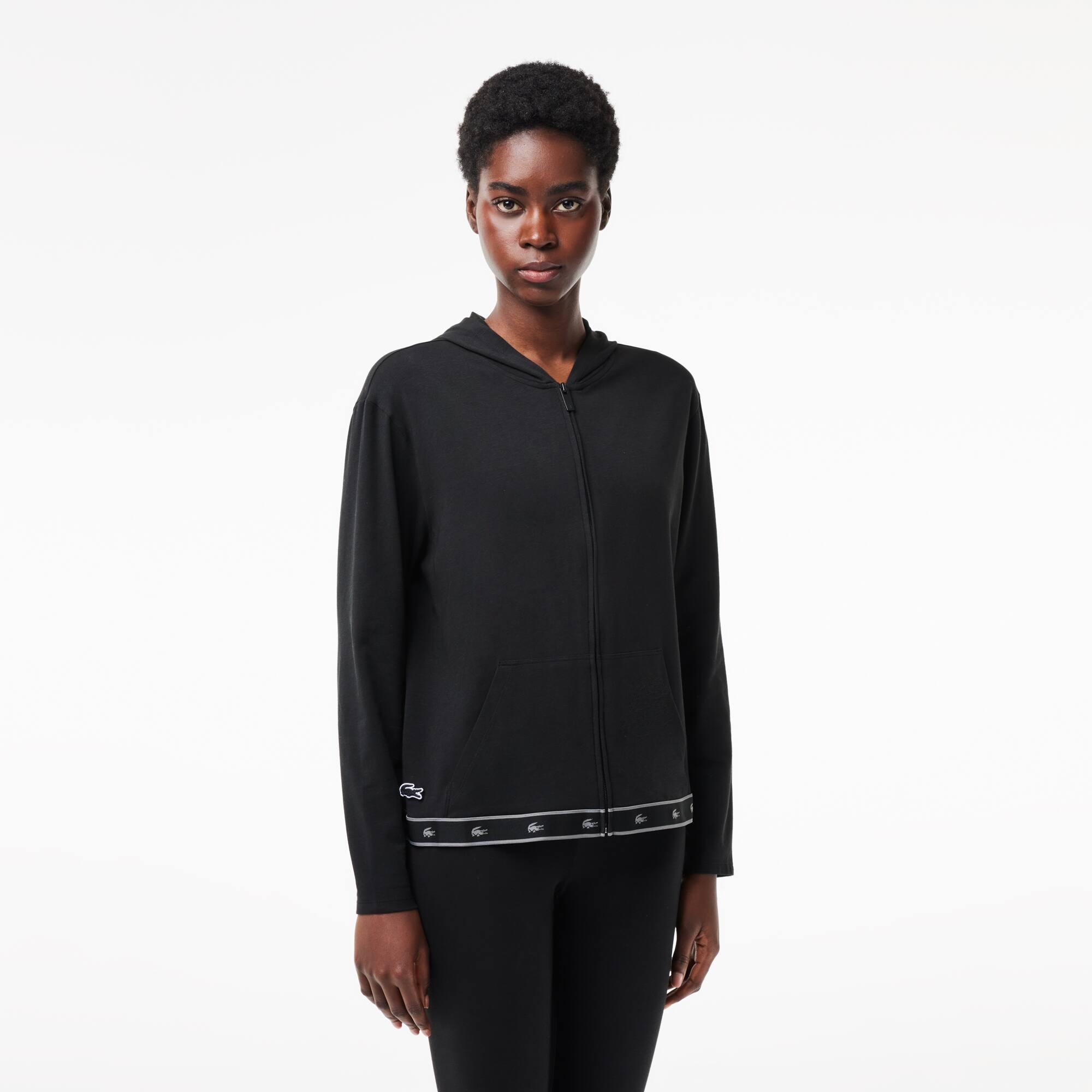 Sweatshirt d'intérieur zippé en coton stretch Vêtements d’intérieur & de nuit - Noir - Lacoste - Femme