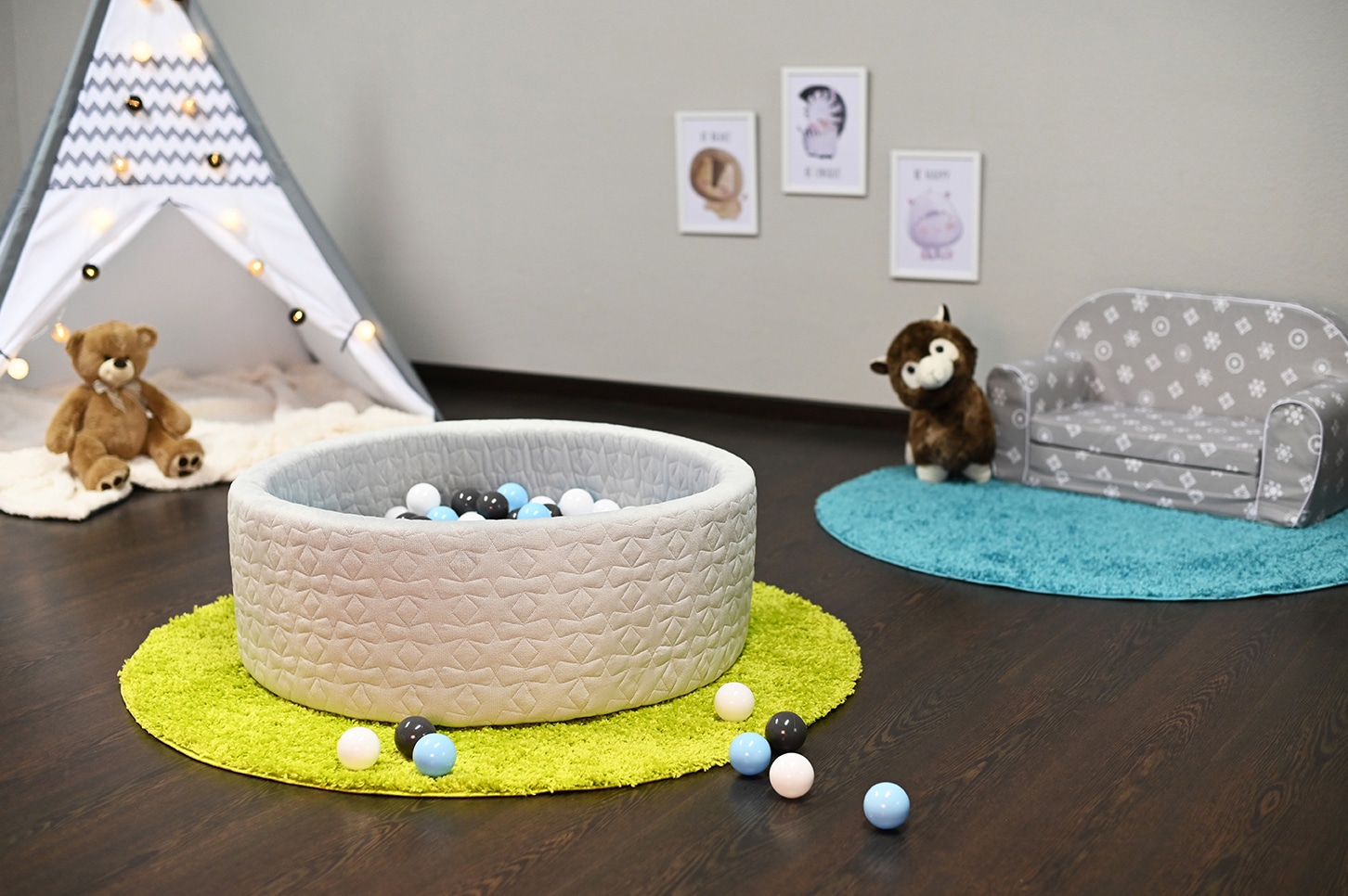 Knorrtoys® Bällebad »Soft, Geo Grey« mit 300 Bälle creme/Grey/lightBlue; Made in Europe