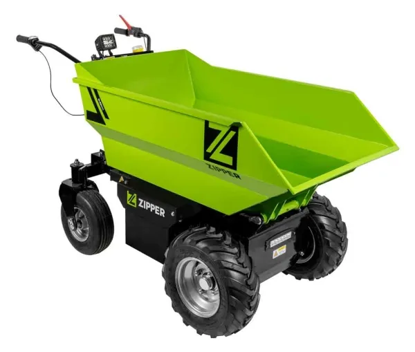 Zipper ZI-ED500, Motoriseret trillebør, 4 hjul, Sort, Grøn, 236 L, 500 kg, 208 kg