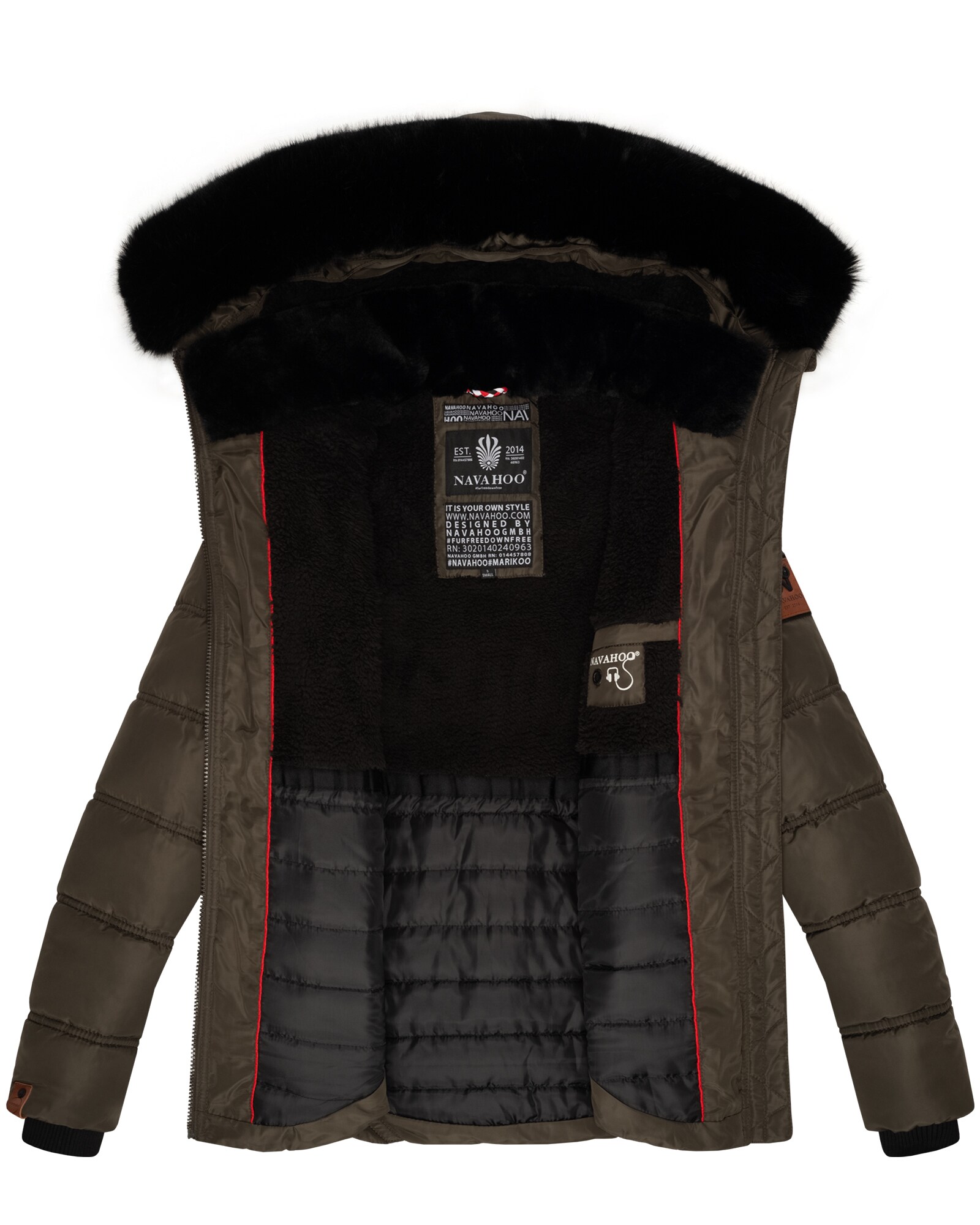 NAVAHOO Damen edler Winterjacke Kurzmantel mit abnehmbarem Kunstfellkragen Melikaa