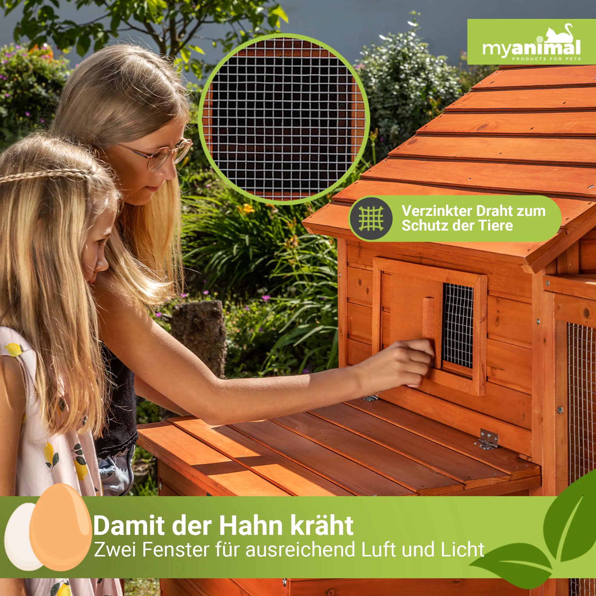 MyAnimal Hühnerstall XXL für 8 Hühner MH-22, Hühnerhaus mit zwei Nistkästen, Auslauf, zwei Ebenen (Braun 2.0)