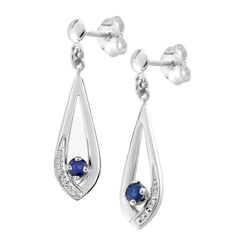 Boucles d'oreilles femme pendantes - Saphir - Or 18 Carats
