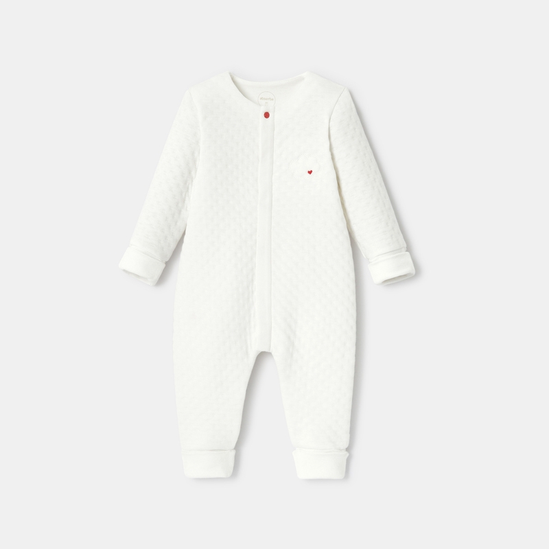 Pyjama pieds et mains amovibles en molleton reliefé 2 en 1 blanc naissance Absorba