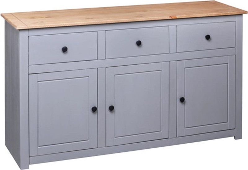 vidaXL - Dressoir Panama Range - Grijs - Massief Grenenhout - 3 Lades