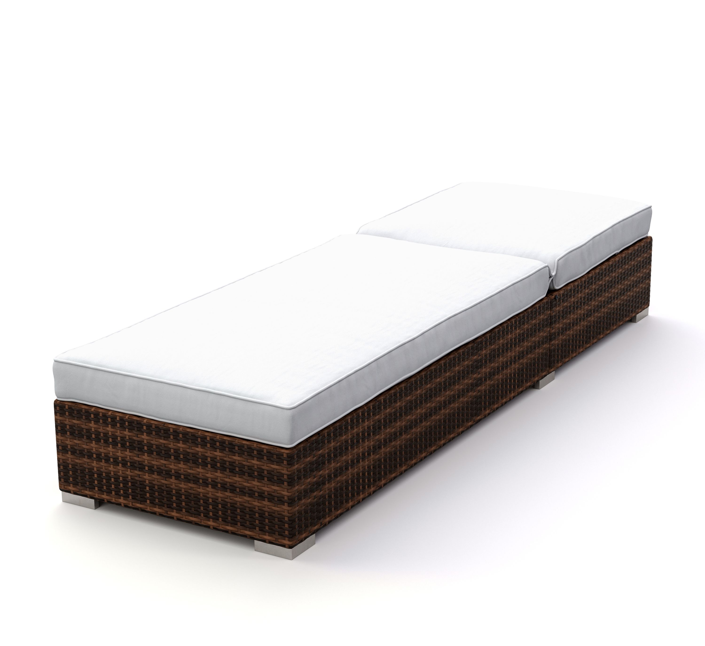 Liegestuhl Rattan BILBAO braun/weiss Set 3-teilig